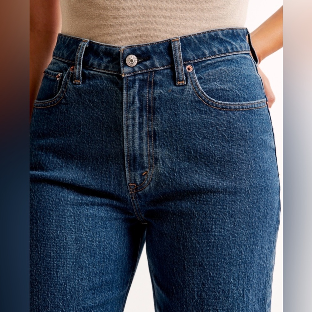 Abercrombie & Fitch Women's High Rise Jeans - Dark Blue - Picture 6 of 13